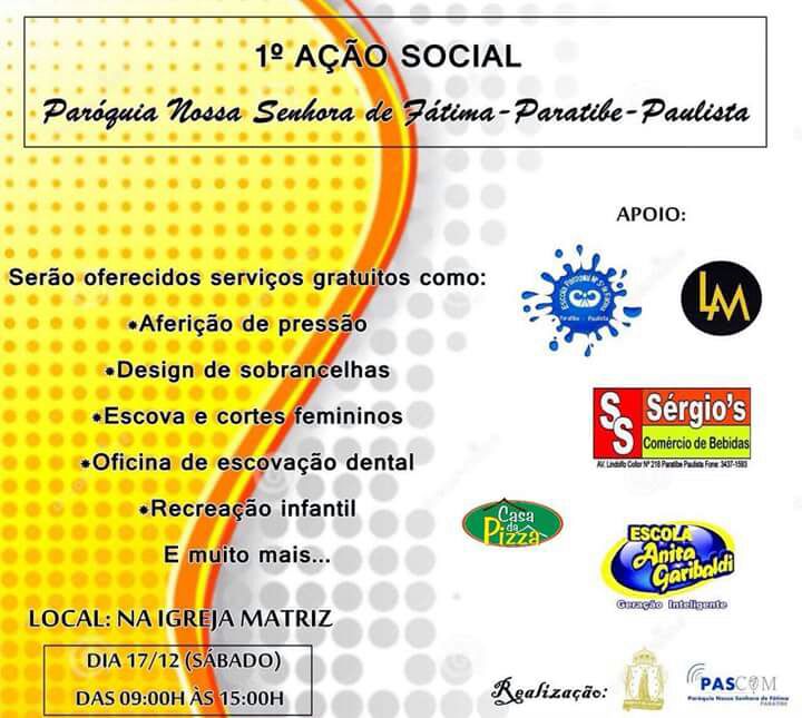 1ª Ação Social paróq. N. Sra. Fátima Paratibe, Paulista (17/12)