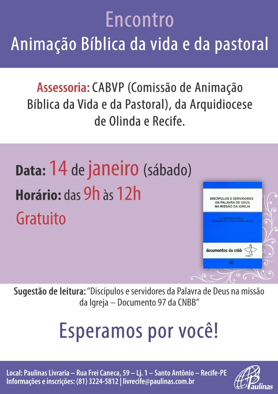 Encontro sobre Animação Bíblica da Vida e da Pastoral (14/01)