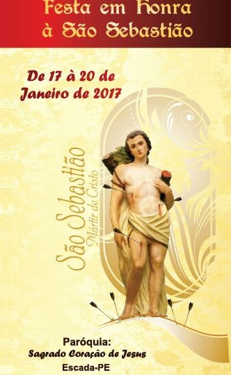 Paróq. do Sagrado Coração de Jesus em Escada realiza festa de São Sebastião (17 a 22/01)