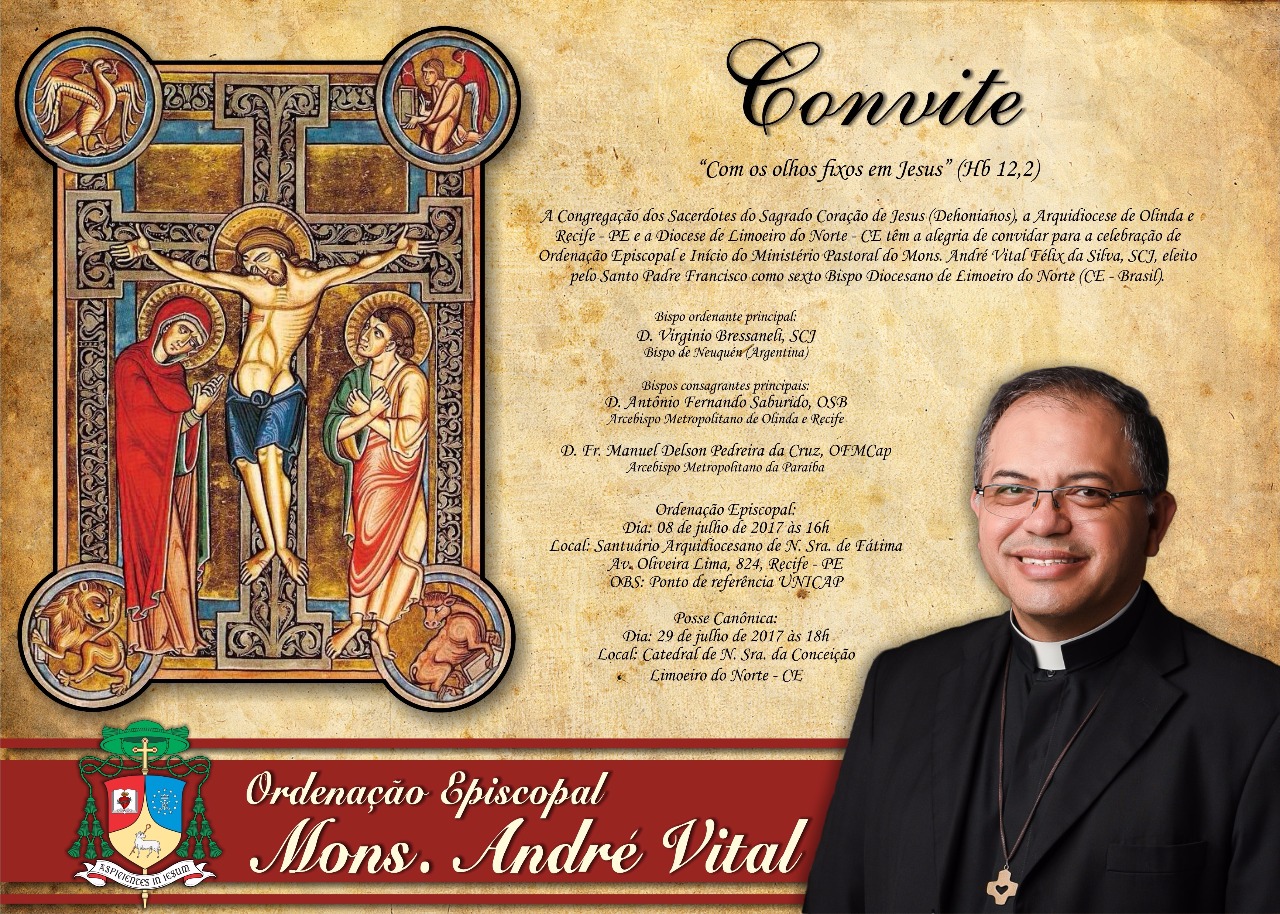 Arquidiocese convida para ordenação episcopal de mons. André Vital (08/07)