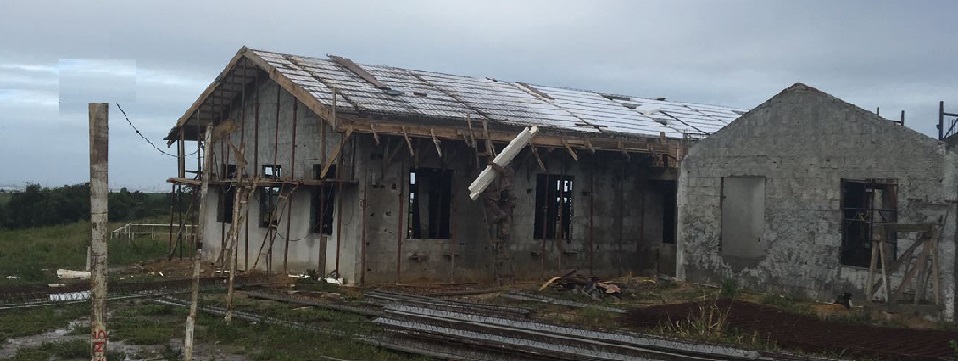 Construção da Fazenda da Esperança de Jaboatão: refeitório pronto para receber a cobertura