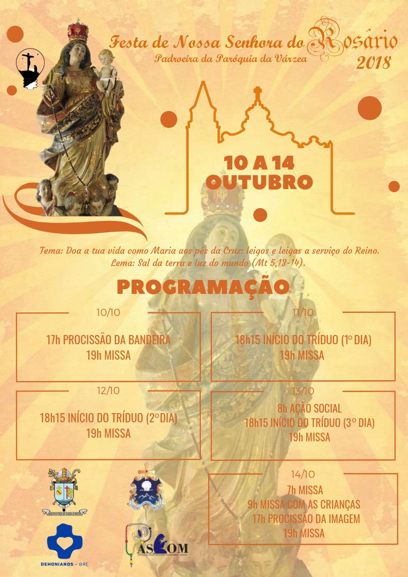 Paróquia do Rosário na Várzea promove festa da padroeira (10 a 14/10/18)
