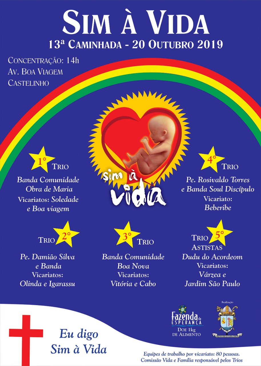 Arquidiocese promove 13ª caminhada Sim à Vida (20/10):