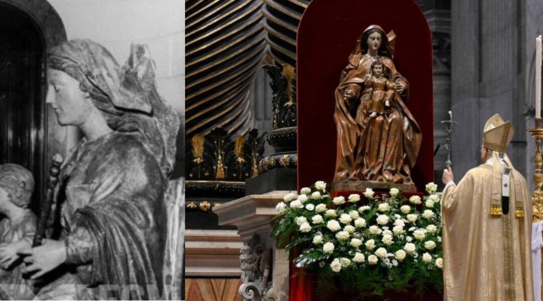 A Moreneta brasileira: escultura doada por João Goulart a Paulo VI tornou-se presença constante nas celebrações pontifícias